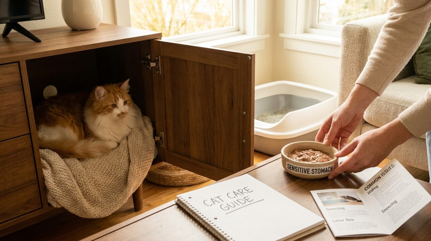 Cat Care: Why Your Cat Poops Outside the Box, Sneezes, or Hides